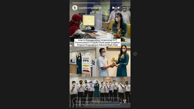 Unggahan instagram Kantor Pelayanan Pajak (KPP) Pratama Jakarta Cempaka putih, @pajakjktcempakaputih, Senin (28/3/2022).