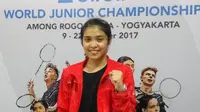 Gregoria Mariska Tunjung akan menghadapi Han Yue pad afinal Kejuaraan Dunia Junior 2017. (Liputan6.com/Switzy Sabandar)