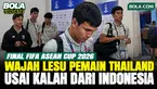 Raut kecewa terlihat dari para pemain Timnas Thailand saat melewati mixed zone menuju bus tim setelah kalah dari Timnas Indonesia pada final FIFA ASEAN Cup 2026, Senin (5/10/2026).
Para pemain Thailand memilih tidak melayani wawancara dari para jurn...
