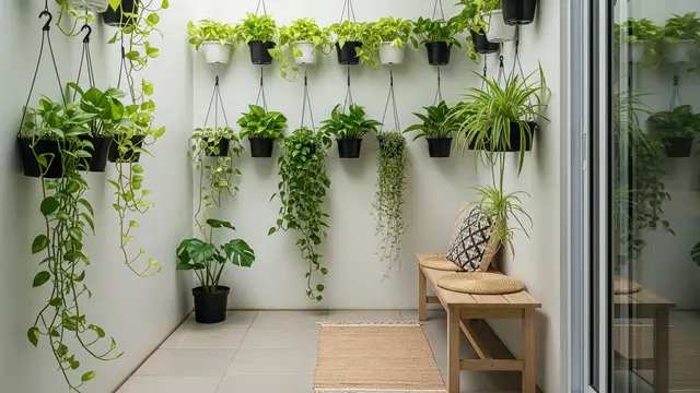Kebun Mini Tanaman Hias Daun dengan Pot Gantung