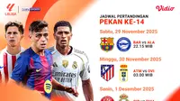 Jadwal Siaran Langsung LaLiga 2025/26 Pekan ke-14: Tayang Eksklusif di Vidio