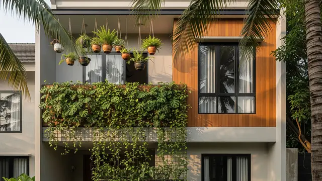 Model Balkon Green Wall Dinamis untuk Rumah Dua Lantai