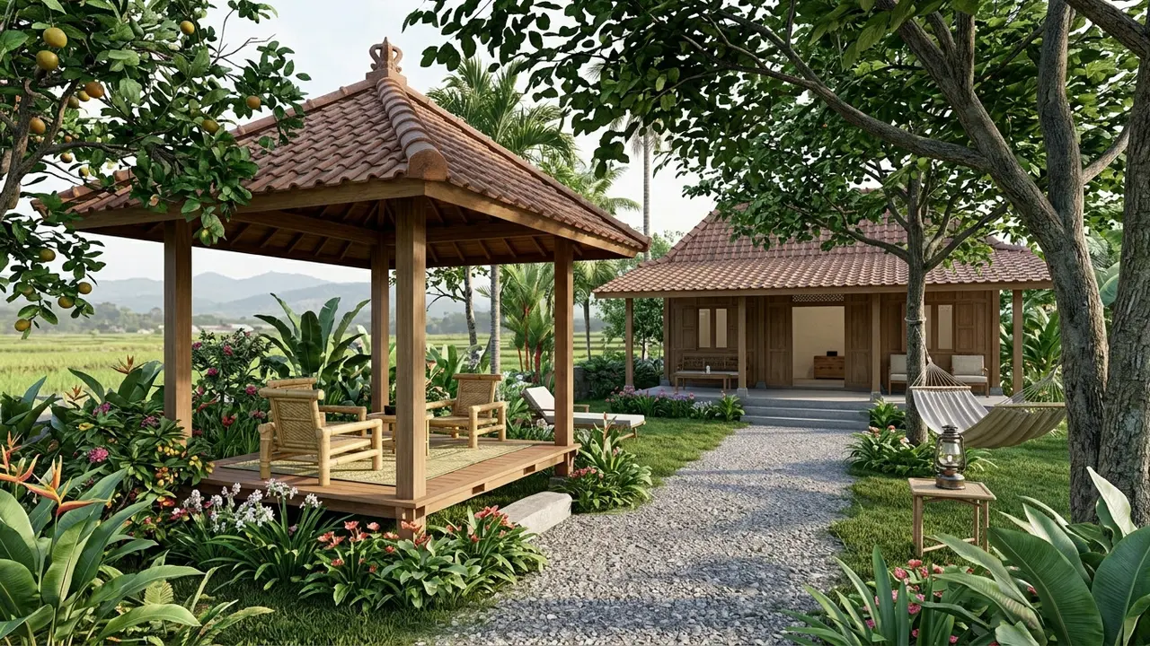Desain Halaman Rumah Kampung (AI Generated)