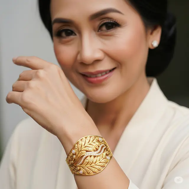 Model Gelang 50 Gram Emas Elegan untuk Ibu-Ibu 40 Tahun ke Atas