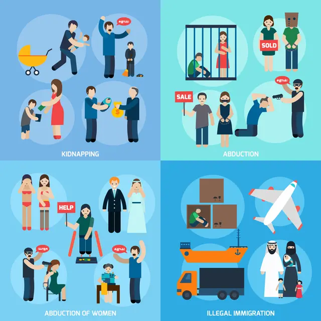 Ilustrasi human trafficking atau perdagangan manusia. (Freepik/macrovector)