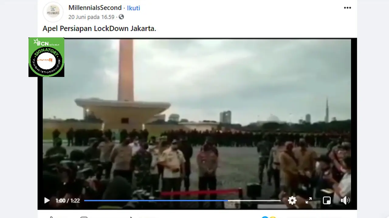Cek Fakta Liputan6.com menelurusi klaim  video apel persiapan lockdown Jakarta