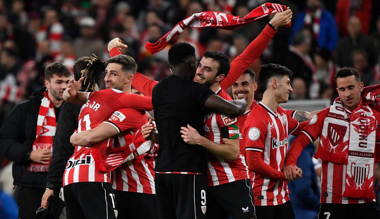 Di final, Athletic Bilbao akan berlaga melawan Real Mallorca untuk memperebutkan trofi Copa del Rey 2023/2024. (ANDER GILLENEA/AFP)