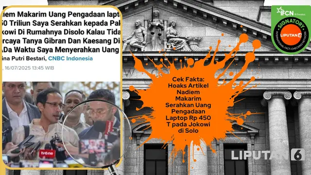 Cek fakta artikel Nadiem Makarim serahkan uang pada Jokowi di Solo