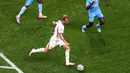 Pemain Inggris Harry Kane mencetak gol kedua selama pertandingan sepak bola babak 32 Piala Dunia antara Inggris dan Kongo di Atlanta, Rabu, (01/07/2026). (AP Photo/Colin Hubbard)