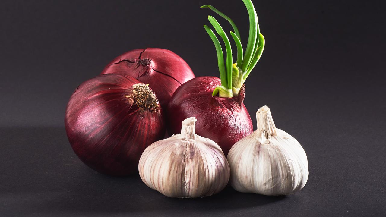 Ilustrasi bawang merah, bawang putih