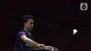 Di Final Indonesia Open 2023, Anthony Sinisuka Ginting akan berhadapan dengan pebulutangkis asal Denmark, Viktor Axelsen. (Liputan6.com/Herman Zakharia)