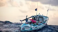 Michelle Lee, seorang wanita Australia yang melakukan perjalanan mengitari samudera dengan perahu dayung (AFP)