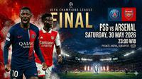 Paris Saint-Germain (PSG) vs Arsenal di final Liga Champions 2025/2026. (Bola.com/Generated AI)