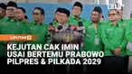 Ketua Umum Partai Kebangkitan Bangsa (PKB) Muhaimin Iskandar atau Cak Imin mengatakan partainya mendukung Prabowo Subianto menjadi presiden dua periode. Dia mengaku puas dengan kepemipinan Prabowo.