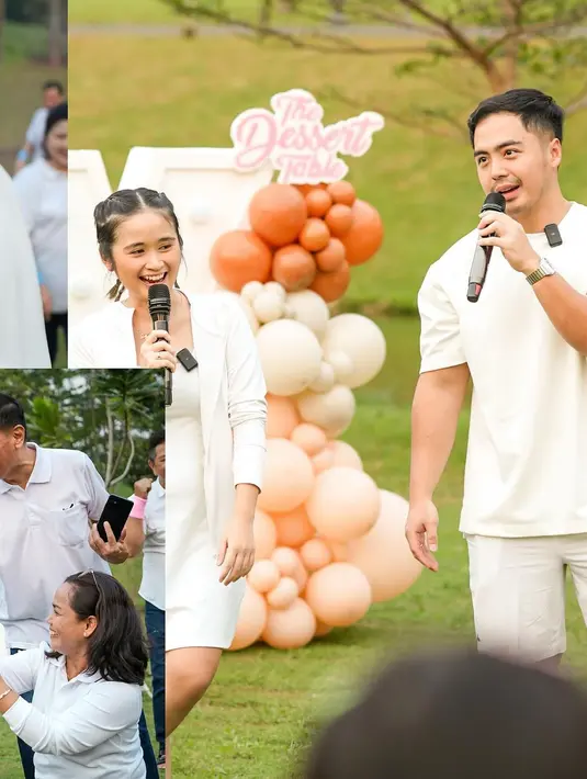Sedangkan Arif juga tampil simpel mengenakan kaus lengan pendek dan celana pendek yang sama-sama berwarna putih, serta padu padan sepatu cokelat. [Foto: Instagram/gritteagathaa]
