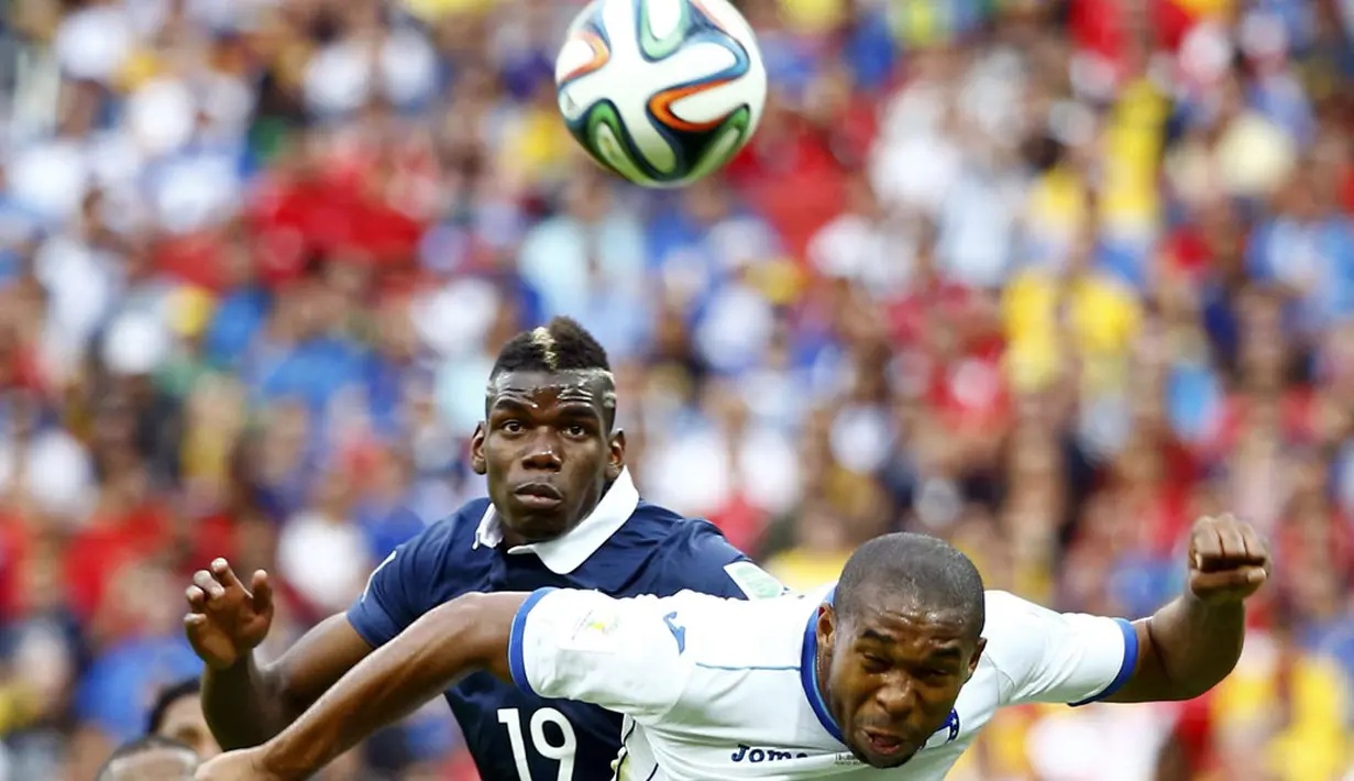 Di laga perdana penyisihan Piala Dunia 2014 Grup E, Paul Pogba dipercaya pelatih Didier Deschamps masuk dalam starting line up saat Perancis berlaga kontra Honduras, (15/6/2014). (REUTERS/Murad Sezer)