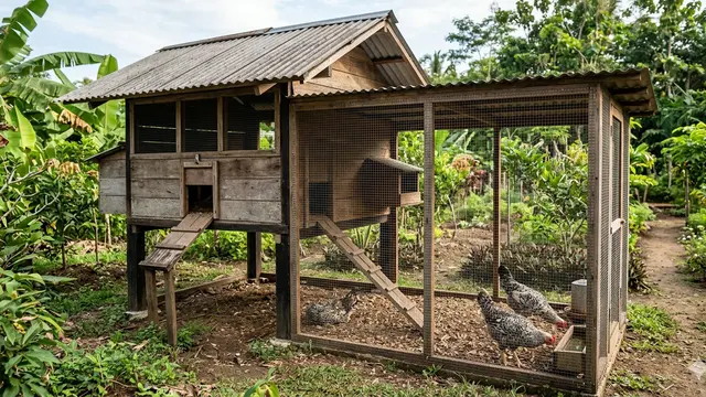 Desain Kandang Ayam dengan Area Umbaran Mini (Foto: Gemini AI)