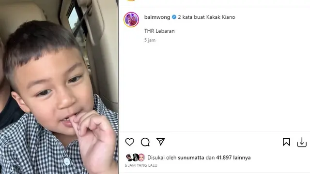 Kiano Tiger Wong, putra sulung Baim Wong (Foto: Instagram/@baimwong)