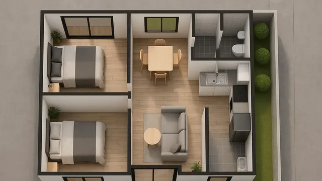 7 Desain Rumah Ukuran 7x8 2 Kamar Tidur di Perkotaan, Nyaman dan Efisien untuk Hunian Modern