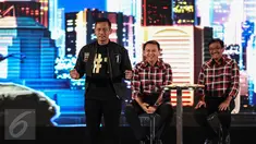 Cagub DKI nomor urut satu, Agus Harimurti Yudhoyono saat memberikan pemaparan pada Debat Cagub DKI Putaran Kedua di Hotel Bidakara, Pancoran, Jakarta, Jumat (27/1). (Liputan6.com/Faizal Fanani)