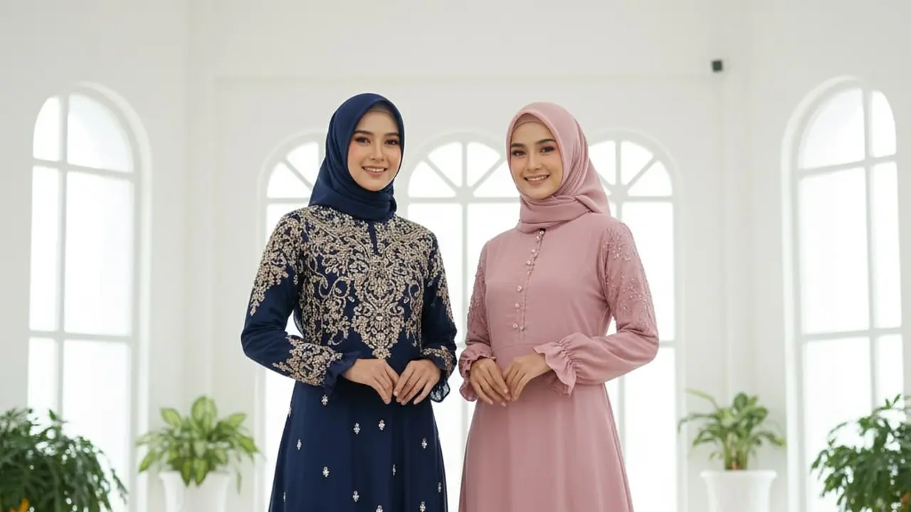 Model Gamis Bahan Balotelli dengan Potongan Flare Elegan Tren 2025