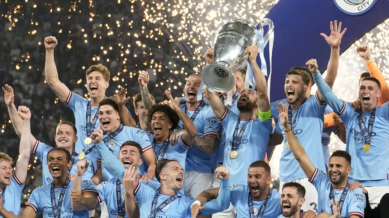 Foto: Aksi Sepakan Cantik Rodri Bawa Man City Bungkam Inter Milan di Final Liga Champions, Lengkapi Treble Winners Musim 2022 / 2023
