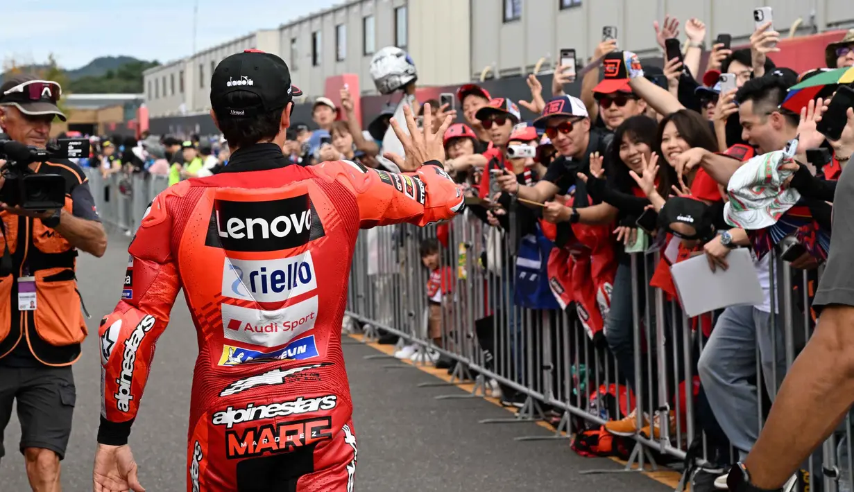 Untuk diketahui, MotoGP 2025 memasuki seri ke-17 dan dimulai pada Jumat (26/9/2025). Sirkuit Motegi, Jepang, menjadi tuan rumah ajang balapan roda dua tersebut pada 26-28 September 2025. (TOSHIFUMI KITAMURA/AFP)