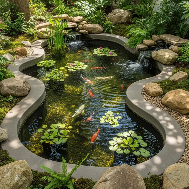 Model Kolam Ikan Kecil dari Semen yang Kuat dan Awet (Image by Gemini AI)