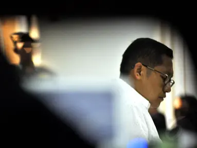 Rabu (24/9/14), Anas Urbaningrum menghadapi vonis di Pengadilan Tipikor Jakarta. (Liputan6.com/Miftahul Hayat)