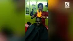 Pada sebuah salon di India ada tukang cukur yang menggunakan api untuk memotong rambut para pelanggannya. Api dimanfaatkan untuk memangkas rambut, sebagai pengganti gunting.