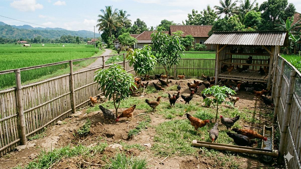 7 Model Kebun Ayam Umbaran dengan Pagar Sederhana di Desa