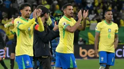 Bermain kandang pada lanjutan Kualifikasi Piala Dunia 2026 zona CONMEBOL, Timnas Brasil berhasil mengalahkan Paraguay dengan skor tipis 1-0. (NELSON ALMEIDA/AFP)