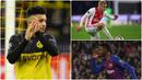 Manchester United dipastikan akan sibuk mencari pemain pada bursa transfer di musim panas 2020 jika berhasil lolos ke Liga Champions musim depan. Berikut Jadon Sancho dan pemain incaran Manchester United pada bursa transfer musim panas 2020. (kolase foto AFP)