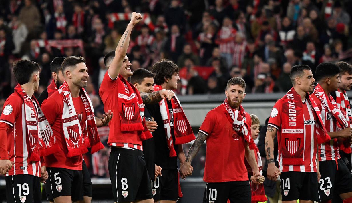 Kemenangan ini memastikan langkah mereka ke final Copa del Rey 2023/2024. (ANDER GILLENEA/AFP)