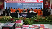 Barang Bukti Uang Palsu dan Alat Pembuatanya Disita Polda Banten. (Kamis, 06/02/2025). (Polda Banten).