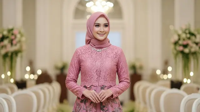 Gamis Batik Kombinasi Brokat untuk Pesta