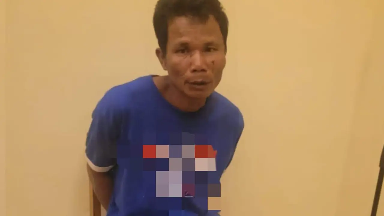 Tampang Herman, pelaku pembunuh AL siswi SMK di Kabupaten Mesuji, Lampung diringkus polisi. Foto : (Istimewa).