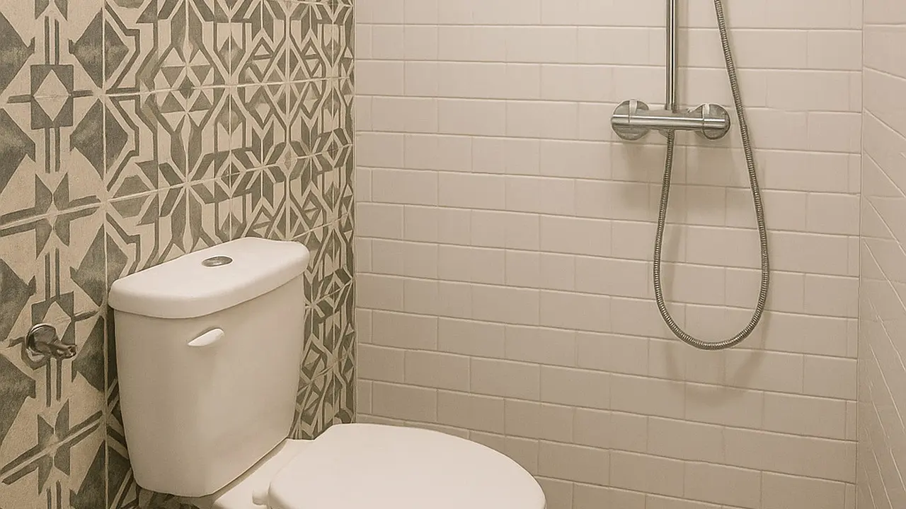 Desain Kamar Mandi Ukuran 1x1 dengan Kloset Duduk dan Shower (Image by ChatGPT)