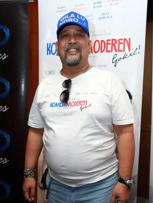 'Harapan aku ini film meledak, bukan hanya kepuasan kami, ini sebuah bukti film nasional juga bisa jadi tuan rumah, kita bangsa komedi tapi film komedi  kalo nggak meledak kan gimana gitu,' ungkap harapan indro. (Galih W. Satria/Bintang.com)