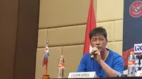 Pelatih Timnas Korea Utara U-23, Ju Song Il, mengatakan pihaknya menjadikan PSSI Anniversary Cup 2018 sebagai ajang persiapan jelang Asian Games dan juga menguji kemampuan para pemainnya. (Bola.com/Zulfirdaus Harahap)