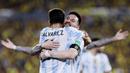 Argentina mampu unggul lebih dahulu lewat gol Julian Alvarez di babak pertama tepatnya menit 24. (Franklin Jacome/Pool via AP)
