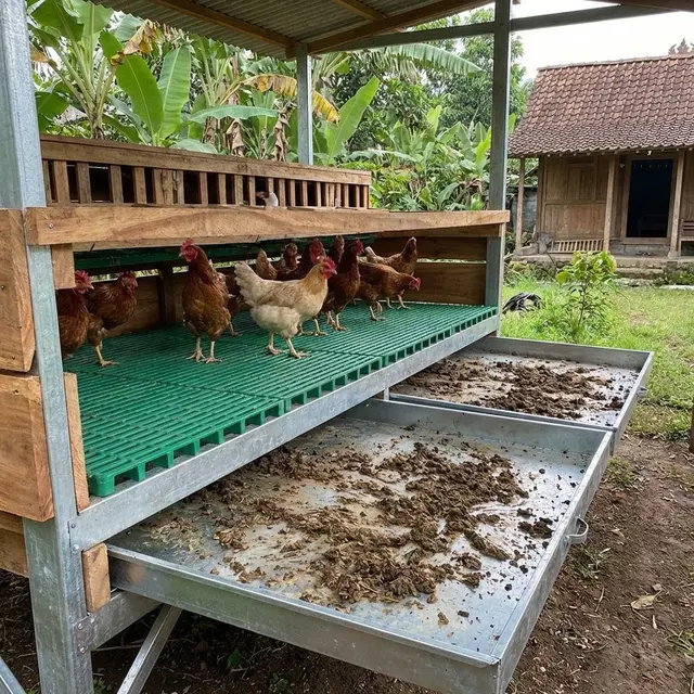 Desain Kandang Ayam Kolong dengan Tray Tarik