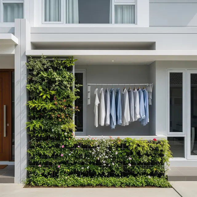 Tempat Jemur Tersembunyi untuk Rumah Minimalis (AI Generated)
