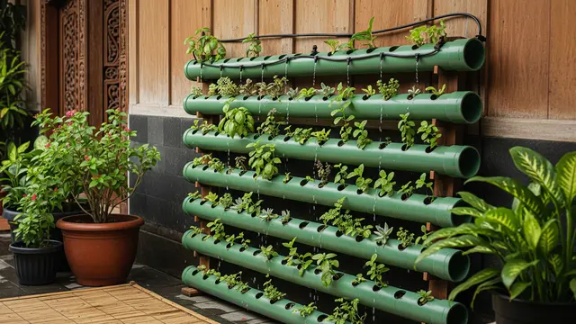Kebun Mini Vertical Garden dengan Irigasi Otomatis Murah Meriah