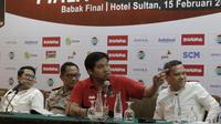 Ketua Steering Committee, Maruarar Sirait, saat konferensi pers jelang laga final Piala Presiden 2018 di Hotel Sultan, Jakarta, Kamis (15/2/2018). Final dan semifinal Piala Presiden 2018 akan digelar di SUGBK Jakarta. (Bola.com/M Iqbal Ichsan)