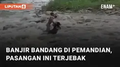 Banjir bandang menimpa Pemandian Sibiru Biru, Deli Serdang, Sumatera Utara. Video viral ini menangkap kejadian pasangan yang terjebak dalam banjir