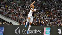 Cristiano Ronaldo mencetak gol ke gawang Tottenham Hotspur pada laga ICC 2019. (International Champions Cup/Thananuwat Srirasant)