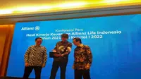 Konferensi pers hasil kinerja keuangan Allianz Life Indonesia 2021 dan kuartal I 2022 (Foto: Liputan6.com/Elga N)