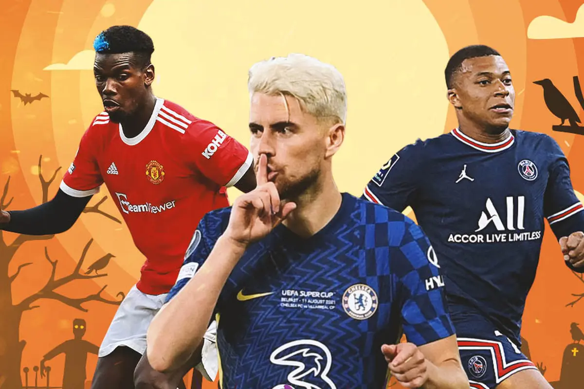 Ilustrasi - Paul Pogba, Jorginho, Kylian Mbappe Halloween