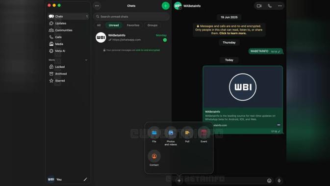 WhatsApp Mac Dirombak Total, Begini Penampakan Awal. (Doc: WABetaInfo)